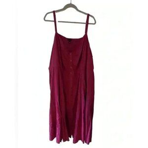 Torrid Sleeveless Fuchsia Button-Front Midi Dress With Adjustable Straps Size 6